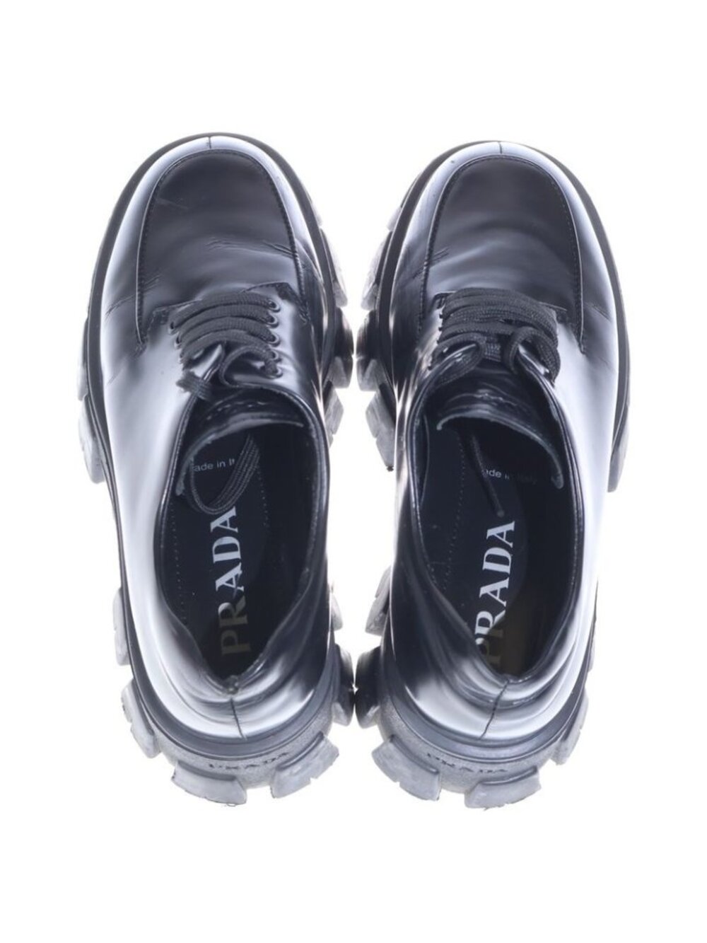 Prada Monolith Brushed Leather Lace Up Shoes Black - Picture 4 of 6